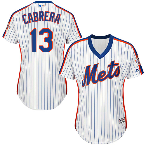Mets #13 Asdrubal Cabrera White(Blue Strip) Alternate Women's Stitched MLB Jersey